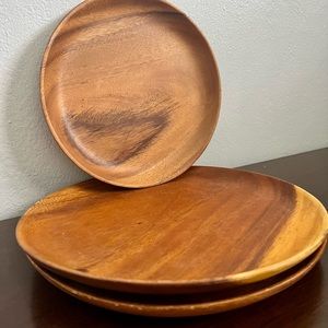 Vintage Made in Phillipines Monkey Pod Plates / Wood Trays.
